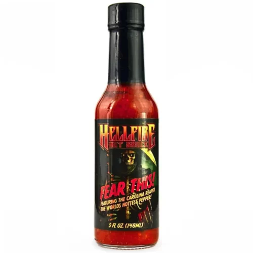 Hellfire fear this sauce est très piquante avec son piment carolina reaper