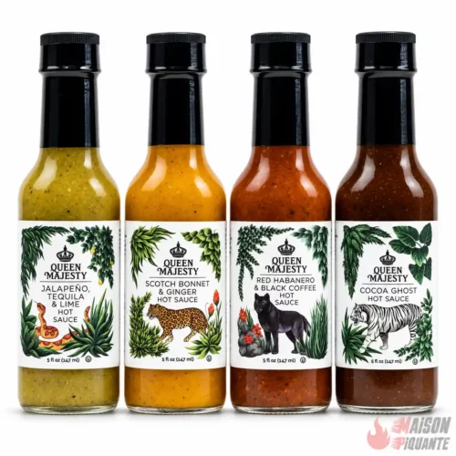 coffret de 4 sauces piquantes queen majesty