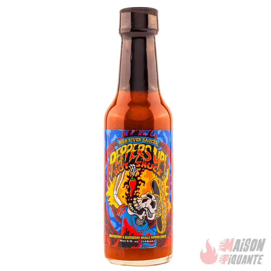 Peppers Up High River Hot Sauce piquante à la Mûre Myrtille et Piment Apollo