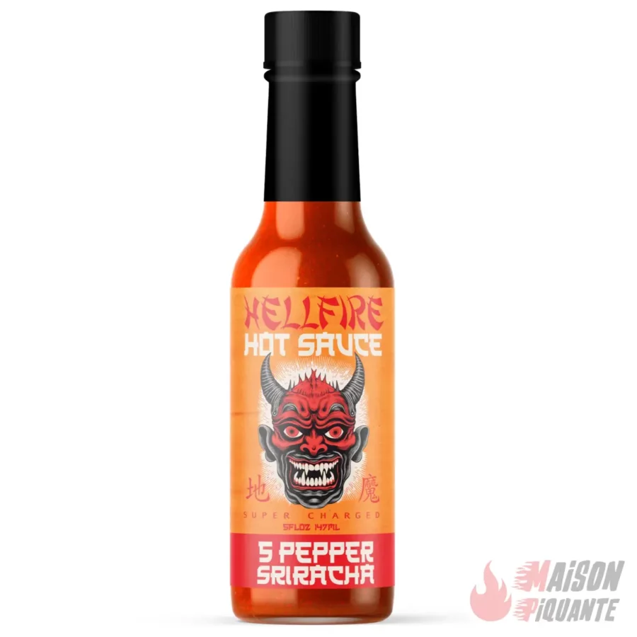 Sriracha 5 Pepper Hellfire Hot Sauce Ail et Piment