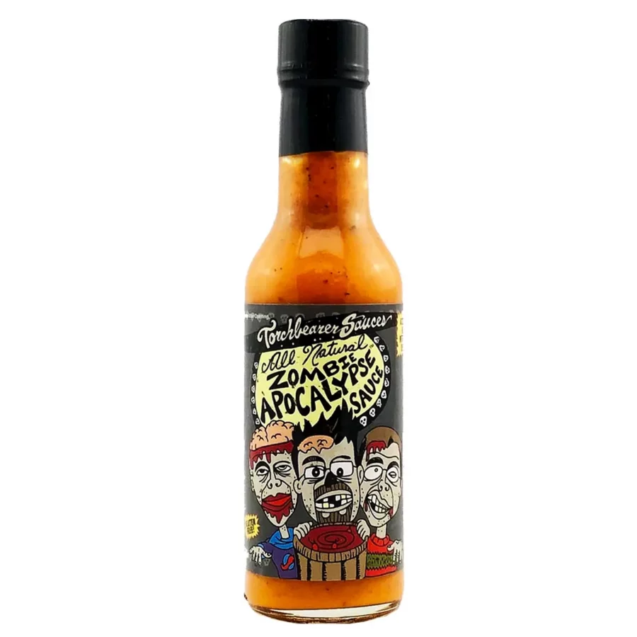 Sauce Zombie Apocalypse Torchbearer est a base de Piment Ghost Jolokia & Ail