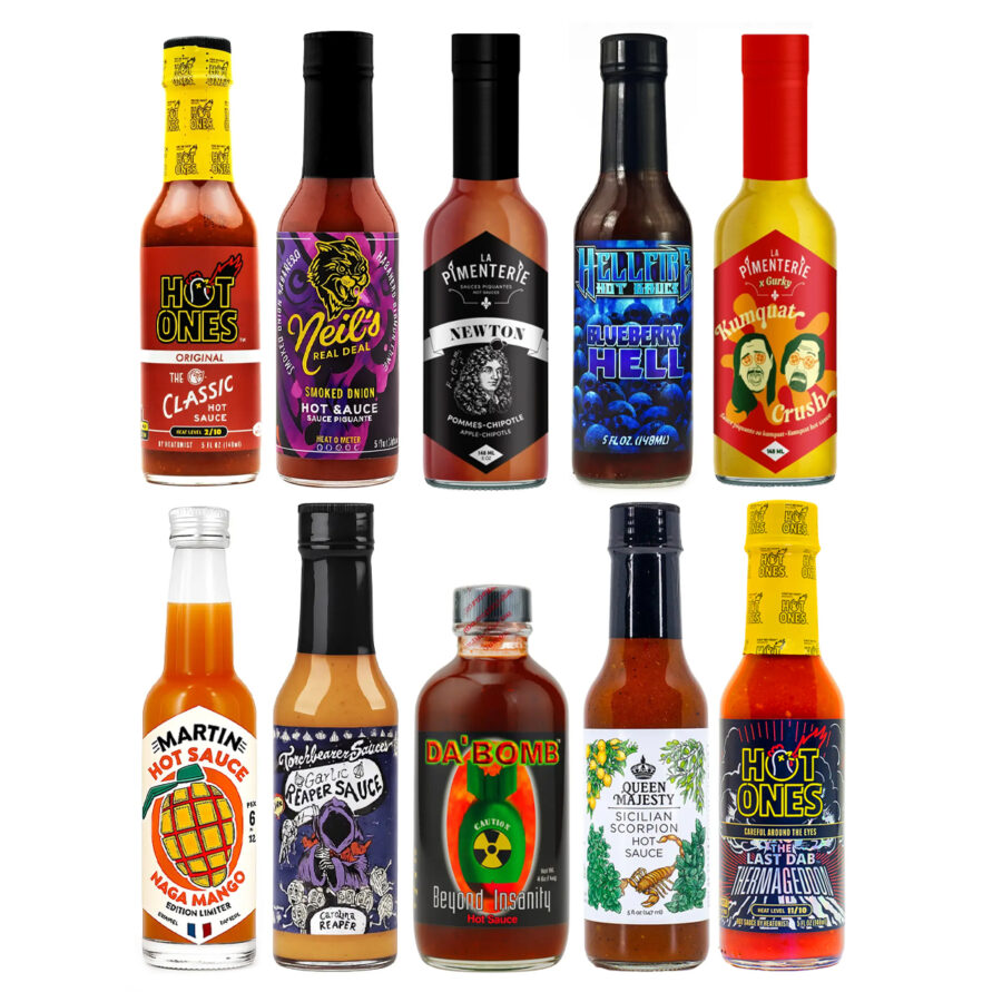 le coffret de 10 Sauces Lord of Hot Ones ideal pour les challenge et découvrir le monde du piment