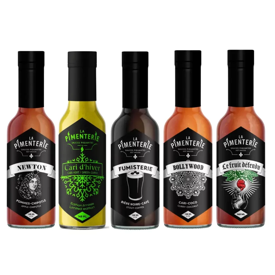 pack de 5 sauces la pimenterie hot