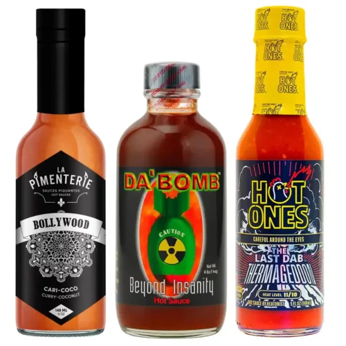 coffret de 3 sauces hot ones avec la da bomb une sauce neil's et la thermageddon