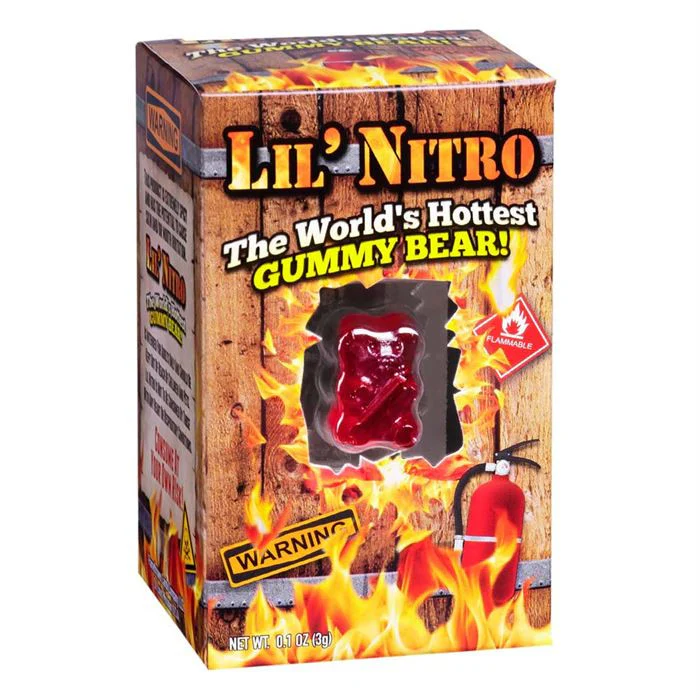 Lil Nitro bonbon Nounours le plus piquant du monde avec 9000000 sur l'echelle de scoville