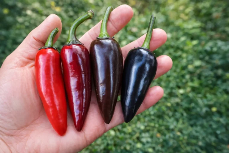 piments jalapeño rouges et noirs montrant les différentes étapes de maturation et leur puissance