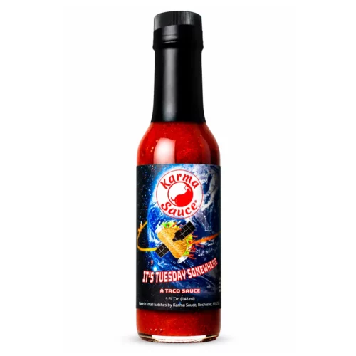 Sauce It’s Tuesday Somewhere Karma Sauce rouge orangé au jalapeño, citron vert et chipotle – sauce pour tacos