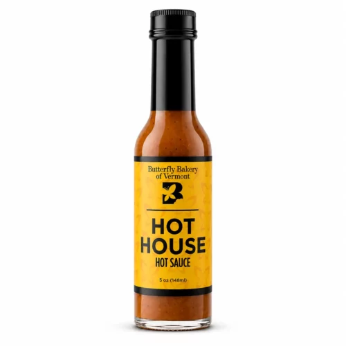 Sauce Hot House Butterfly Bakery rouge foncé onctueuse aux 5 piments, coriandre, aneth et tomate