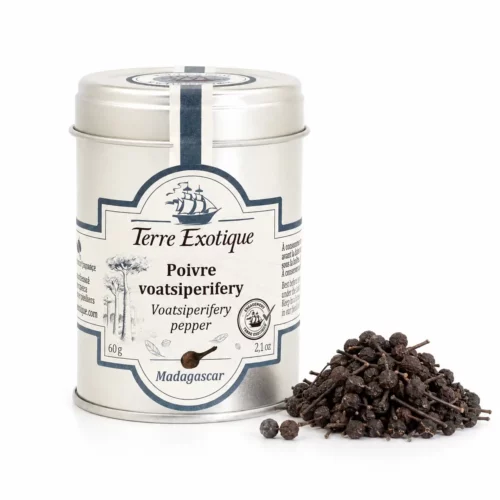 Poivre Voatsiperifery Terre Exotique 60 g avec baies de Madagascar – épice en boîte métal