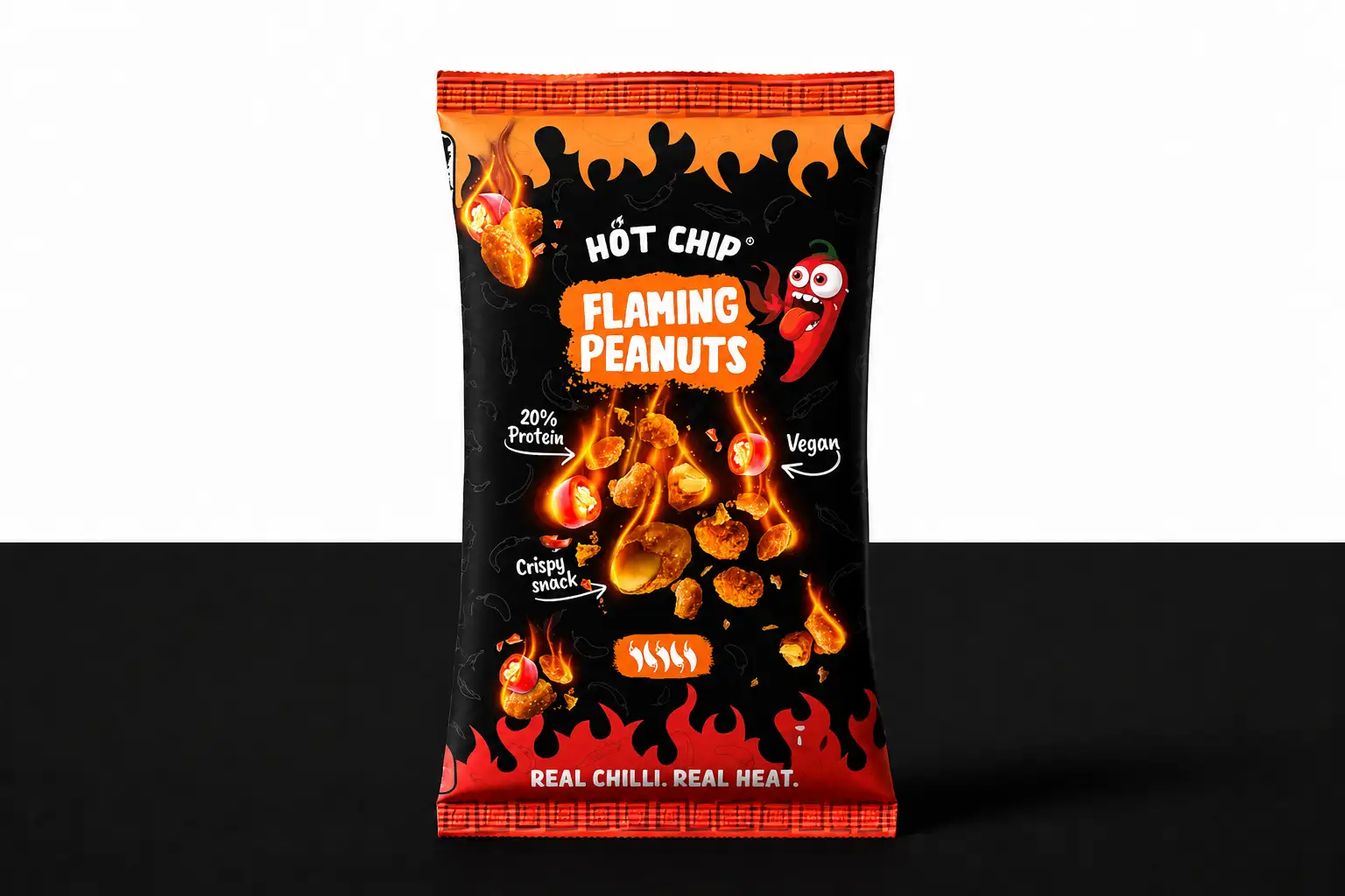 Snacks épicés, chips piquantes et cacahuètes pimentées