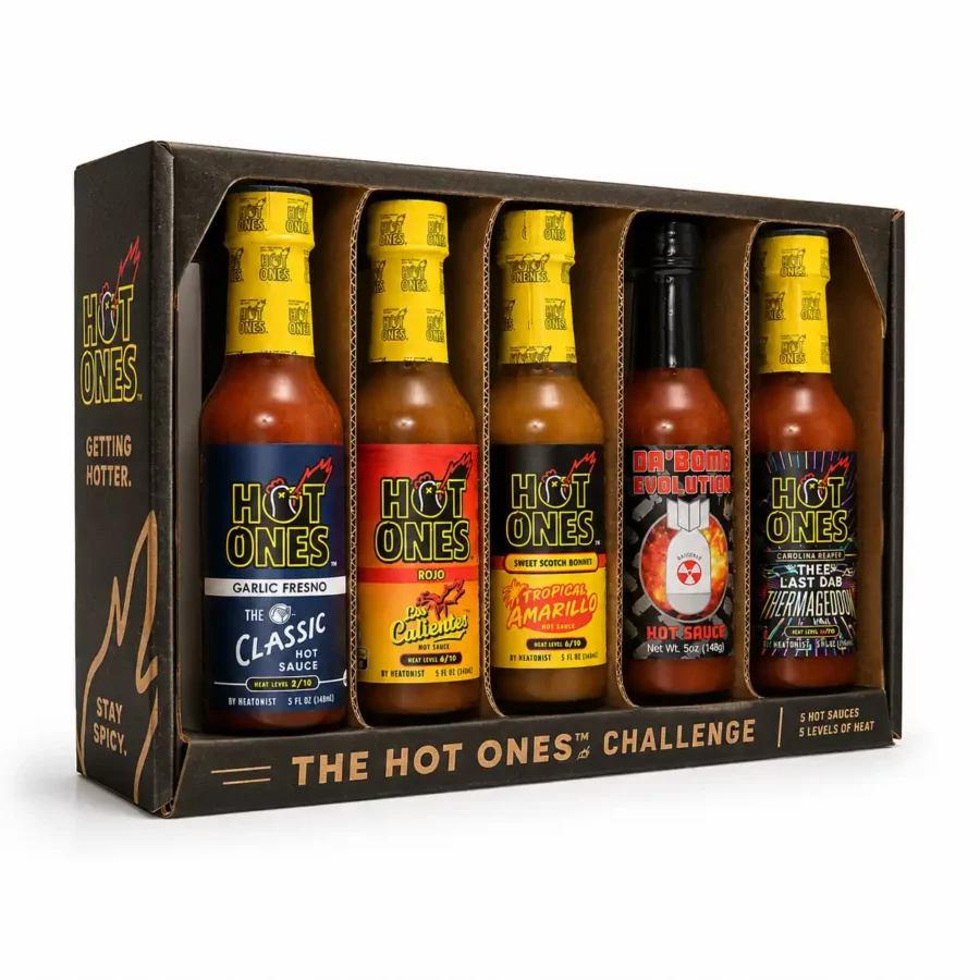 boite de 5 sauces piquante de l'émission hot ones