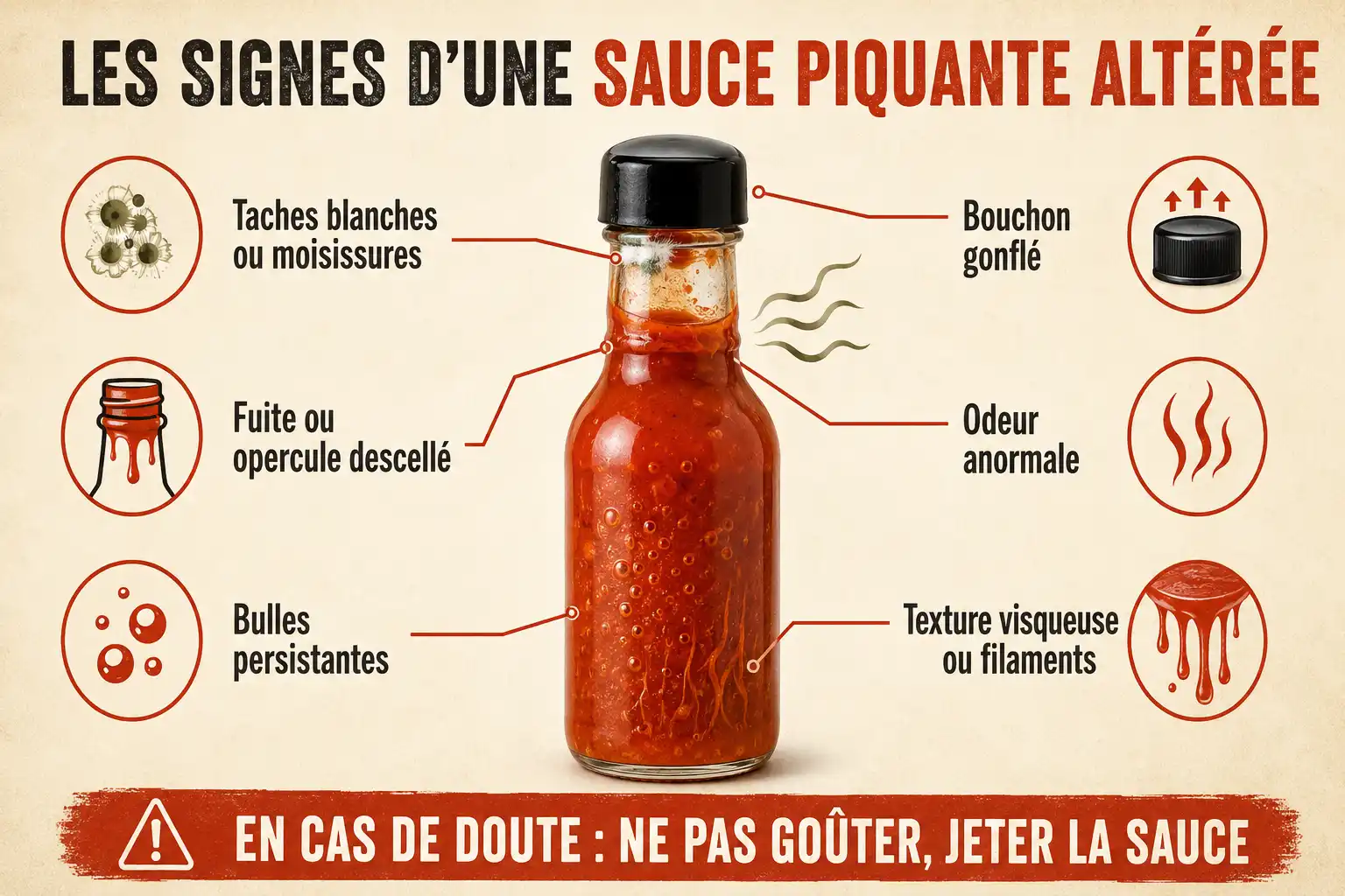 reconnaitre une sauce piquante perimee