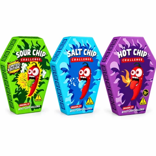 Coffret Hot Chip 3 challenges extrêmes chips piquante salée et bonbon acide