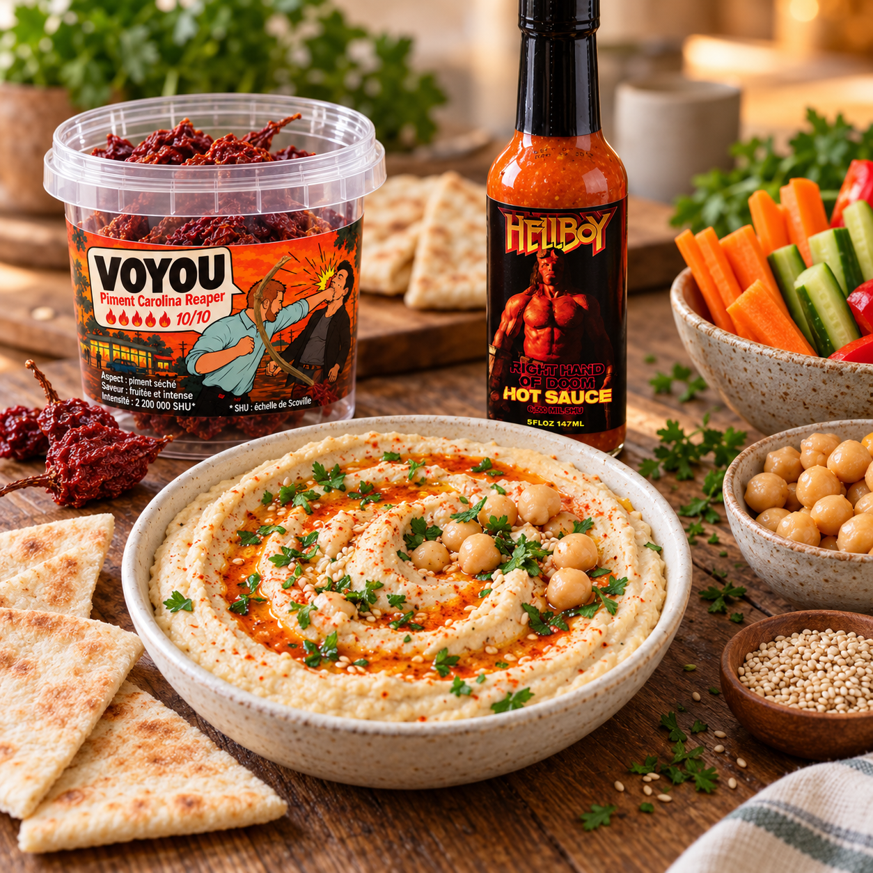 la recette pour faire un houmous super piquante
